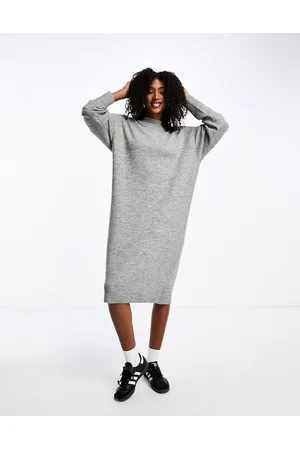 Monki Vestito midi in maglia a maniche lunghe