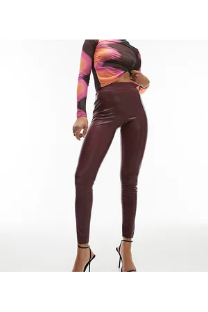 Topshop Pantaloni skinny in pelle sintetica bordeaux