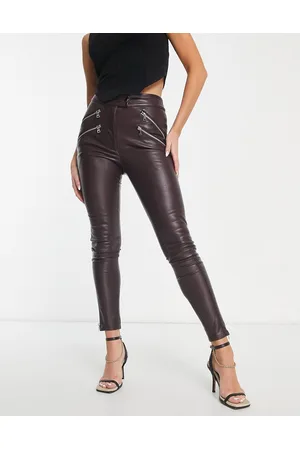 ASOS Pantaloni biker skinny in pelle sintetica con zip