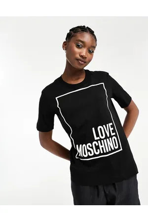 Moschino T-shirt nera con logo riquadrato