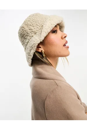 French Connection Cappello da pescatore in pile borg color pietra