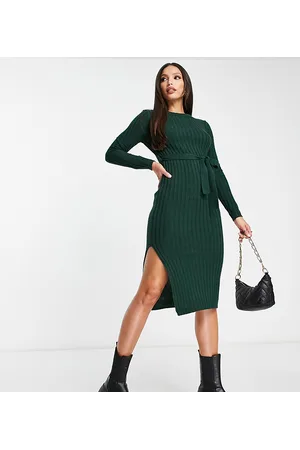 Brave Soul Tall - Eddie - Vestito in maglia bosco con spacco