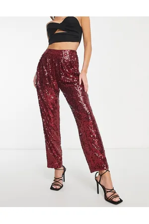 ASOS Pantaloni larghi con paillettes rubino