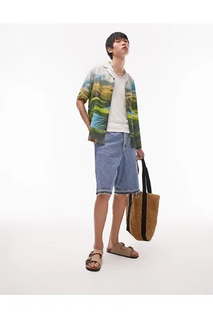 Topman Camicia a maniche corte comoda con rever e stampa di campo da golf