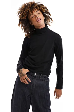 Weekday T-shirt a maniche lunghe nera con collo alto