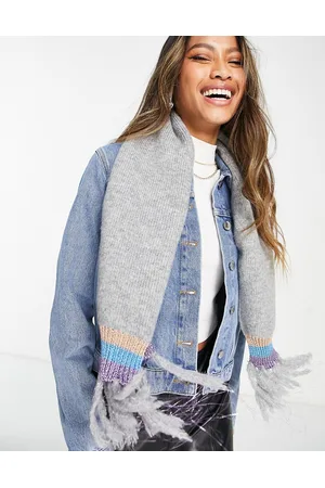 French Connection Sciarpa a righe lilla con nappe
