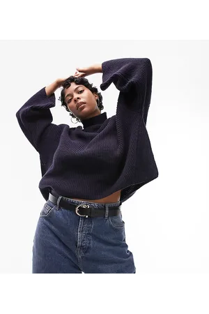 Topshop Curve - Maglione accollato in misto lana con spalle scese