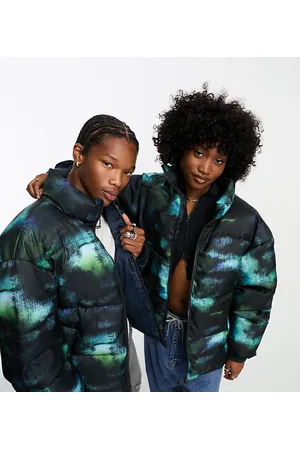 COLLUSION Unisex - Piumino tie-dye blu e nero
