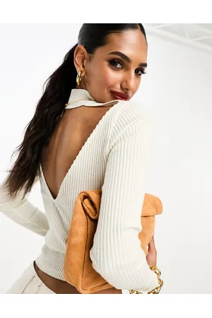 ASOS Maglione super morbido a maniche lunghe spazzolato a coste con scollo a V sul retro inverno in coordinato