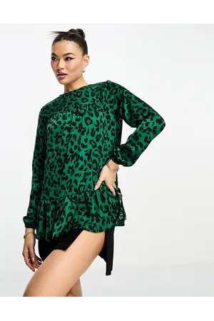 Ax Paris Blusa con stampa leopardata e fondo peplo