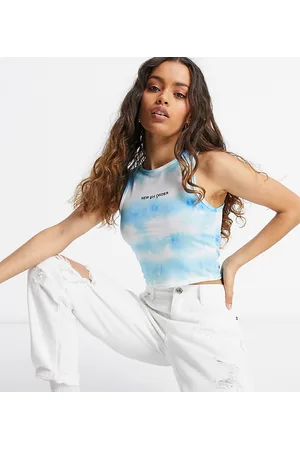 New Girl Order Top corto con stampa di nuvole tie dye