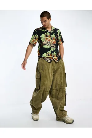 Coney Island Picnic Camicia a maniche corte nera con motivo grafico stampato e rever