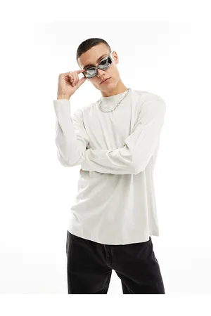 Weekday T-shirt a maniche lunghe con collo alto comoda beige chiaro