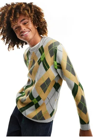 ASOS Maglione oversize girocollo color pietra con motivo geometrico