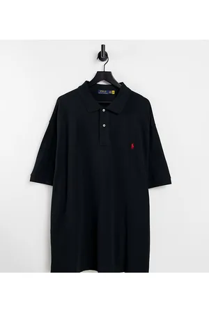 Ralph Lauren Big & Tall - Polo classica in piqué nera con icona del logo