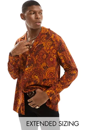 ASOS Camicia comoda rossa con stampa cachemire e colletto con rever profondo
