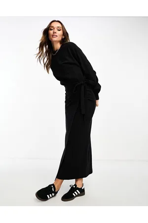 ASOS Vestito midi a maniche lunghe super morbido con gonna a portafoglio