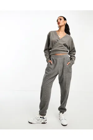 ASOS Joggers antracite mélange super morbidi con cuciture a vista in coordinato