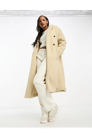 JJXX Emmy - Cappotto color crema taglio lungo effetto teddy