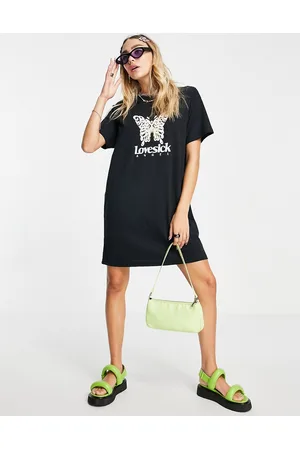 New Girl Order Vestito T-shirt oversize con stampa grafica di farfalla