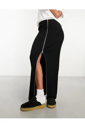 & OTHER STORIES Gonna al polpaccio minimal in maglia nera con zip