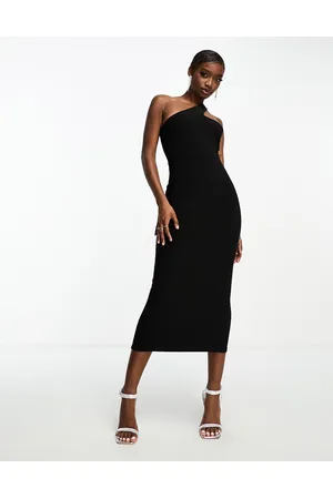 Public Desire Vestito midi monospalla con doppia fodera