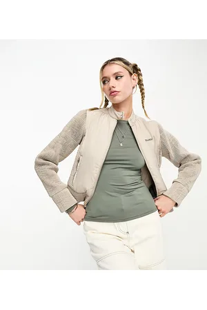 COLLUSION Giacca biker aderente color pietra in nylon stropicciato