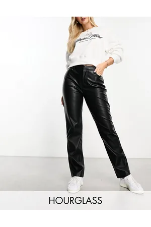 ASOS Hourglass - Pantaloni dritti neri in pelle sintetica
