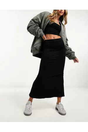 Miss Selfridge Gonna al polpaccio nera senza cuciture a vita bassa