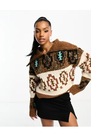 Urban Revivo Maglione con collo alto spesso con motivo Fair Isle