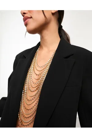 ASOS Imbracatura dorata con design con catenine drappeggiate e cristalli
