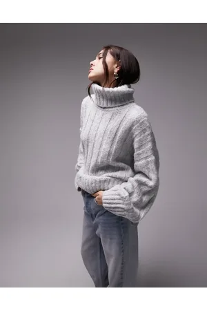 Topshop Maglione a coste larghe con collo alto