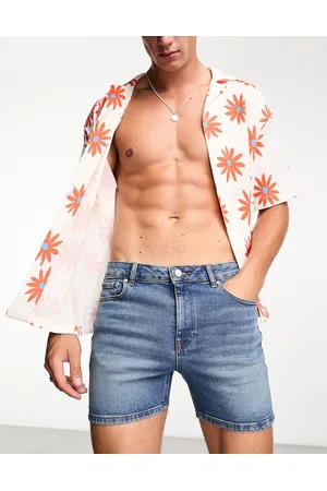 ASOS Pantaloncini di jeans skinny taglio corto lavaggio medio