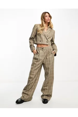 ASOS Pantaloni dad comodi marroni a quadri