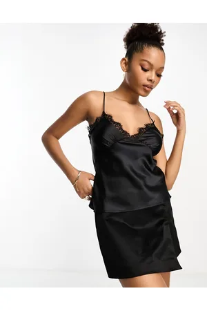 ASOS Canottiera nera con finiture in pizzo