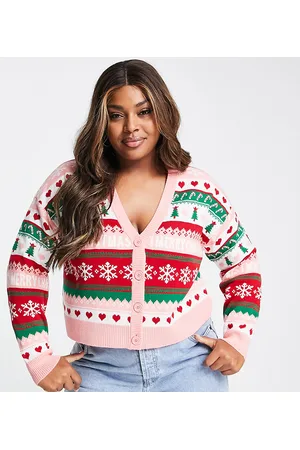 Brave Soul Plus - Cardigan natalizio con motivo Fair Isle