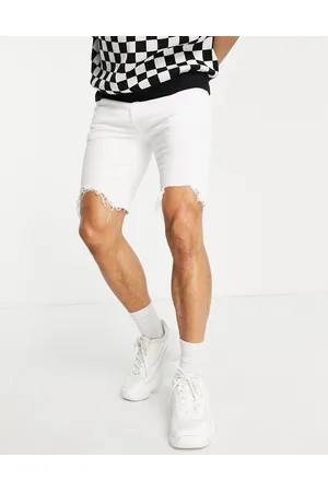 ASOS Pantaloncini di jeans skinny taglio classico bianchi con strappi