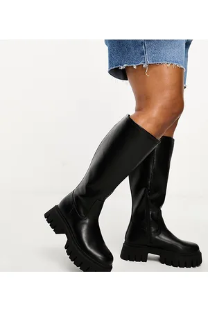 ASOS Curve - Carter - Stivali bassi al ginocchio con suola spessa neri