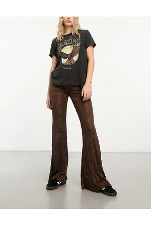 ASOS Pantaloni a zampa stropicciati lucido