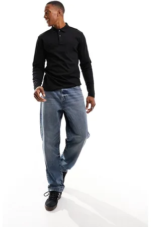 SELECTED Polo slim fit nera a maniche lunghe