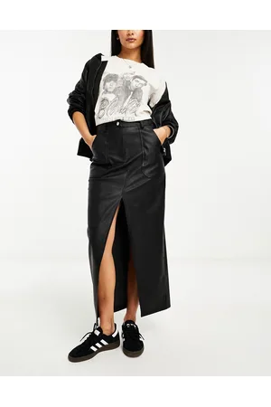 Miss Selfridge Maxi gonna in pelle sintetica nera