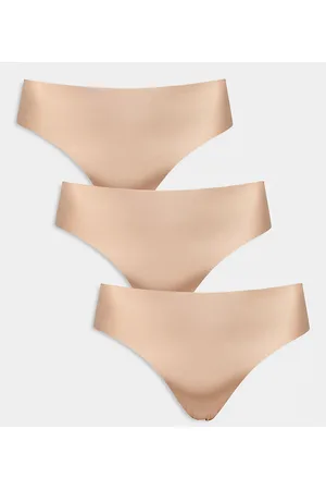 ASOS Curve - Confezione da 3 perizomi beige invisibili e in pizzo