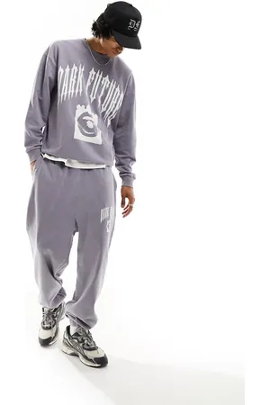 ASOS Joggers oversize lavaggio acido con stampa di labbra in coordinato