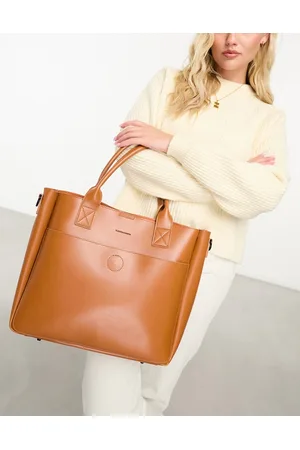 Claudia Canova Maxi borsa con tasca color cuoio