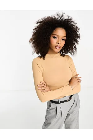 ASOS Body dolcevita a maniche lunghe senza cuciture color cammello