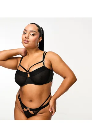 We Are We Wear Curve - Perizoma in misto rete e velluto con fascette