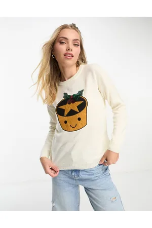 Brave Soul Maglione natalizio color crema con mince pie
