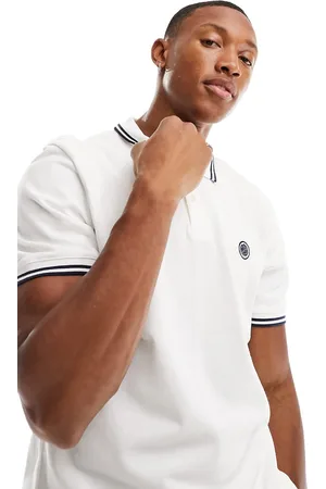 Pretty Green Barton - Polo bianca con righe a contrasto su maniche e colletto