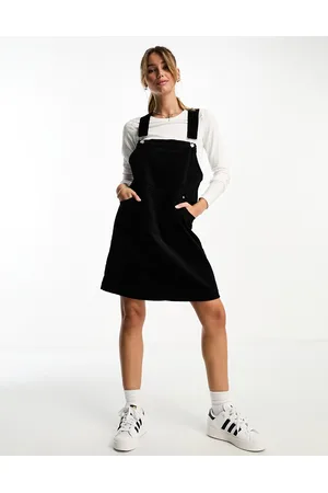 Monki Vestito salopette corto in velluto a coste