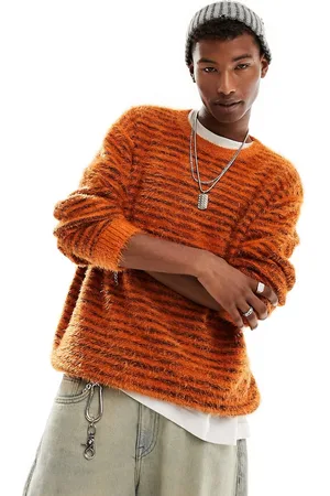 ASOS Maglione oversize color ruggine in maglia effetto piuma